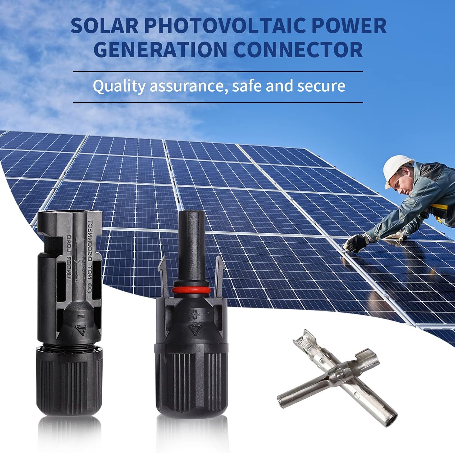 12 PCS Solar Connectors with Spanners Solar Panel Cable Connectors 6 Pair