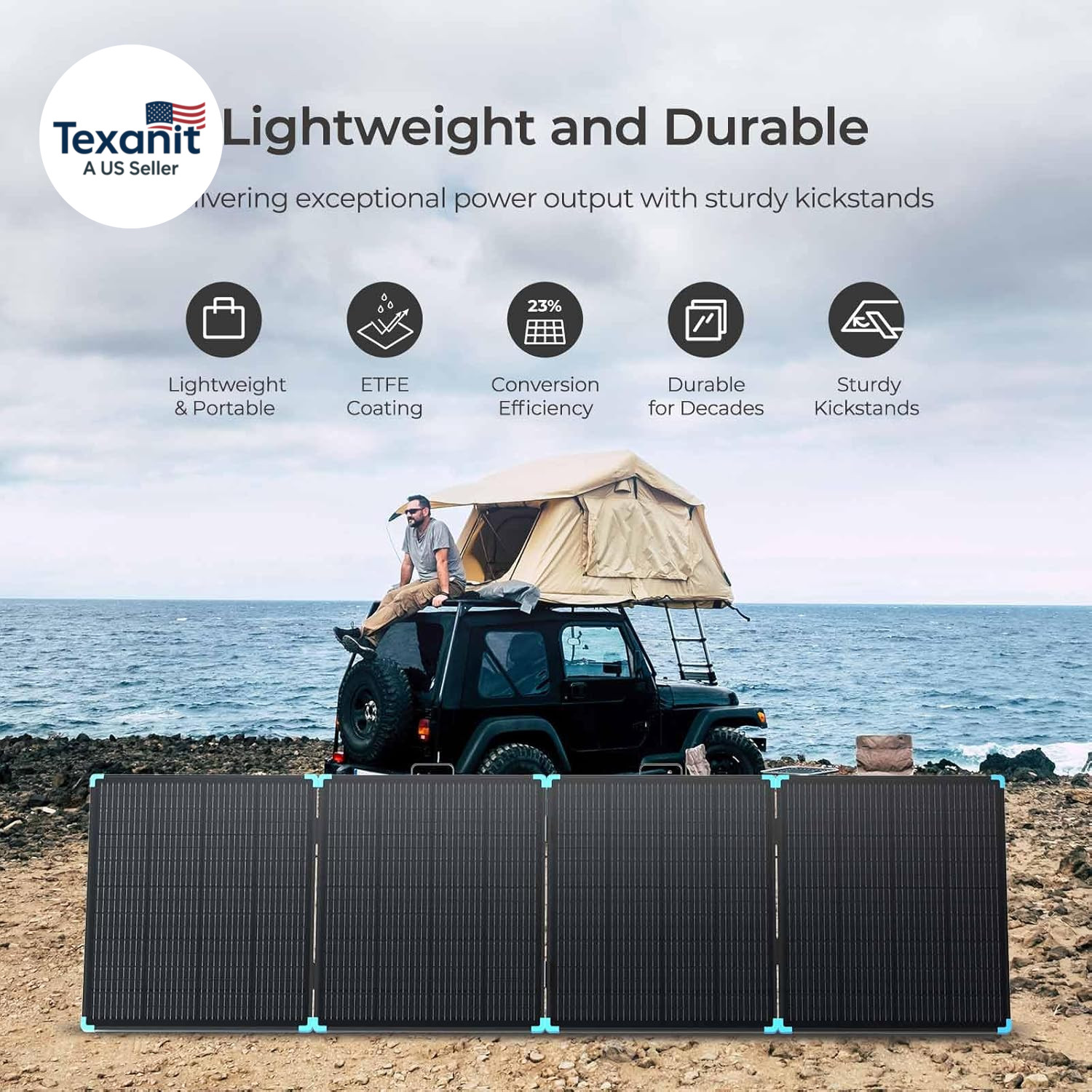 400W Portable Solar Panel Suitcase, 23% High Efficiency Foldable Solar Charger f