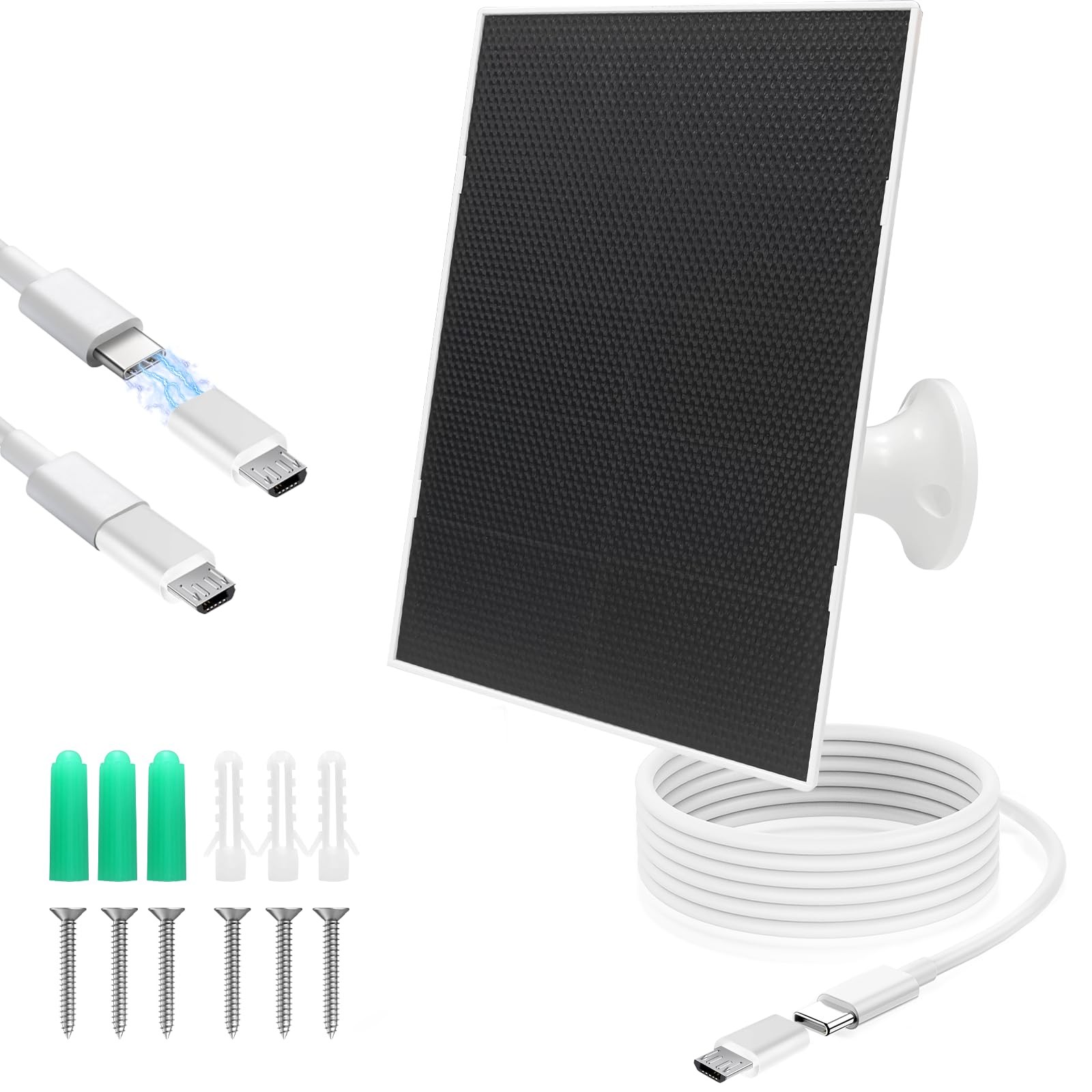 4W Solar Panel for Security Camera,Type C&Micro Solar Panel Charger for Recha…
