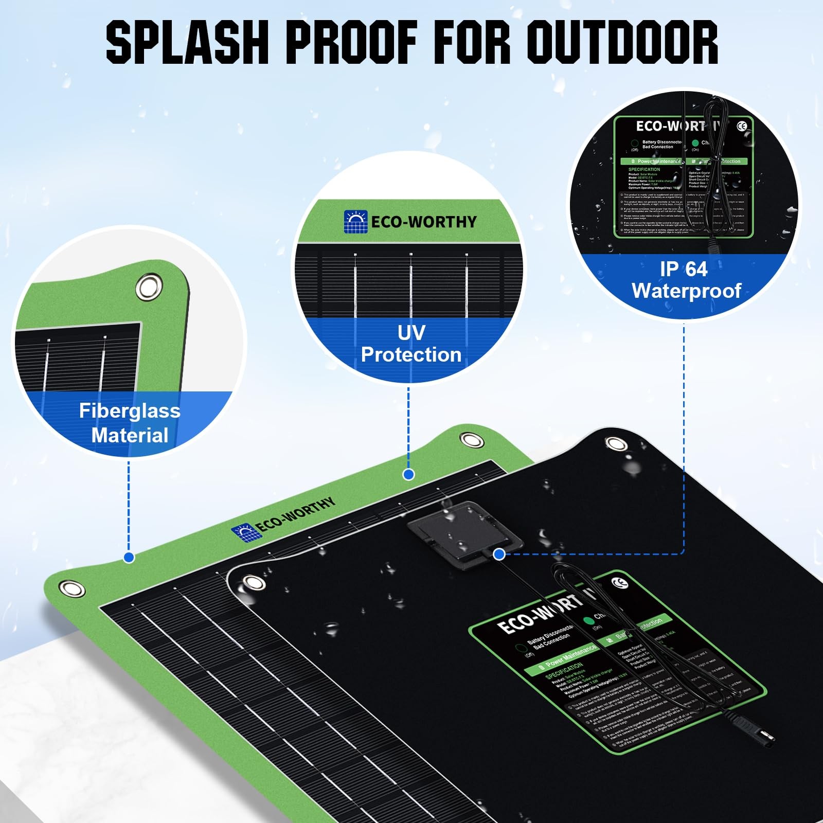 Upgrade 7.5W Solar Car Battery Charger Maintainer 12V Waterproof Solar Panel …