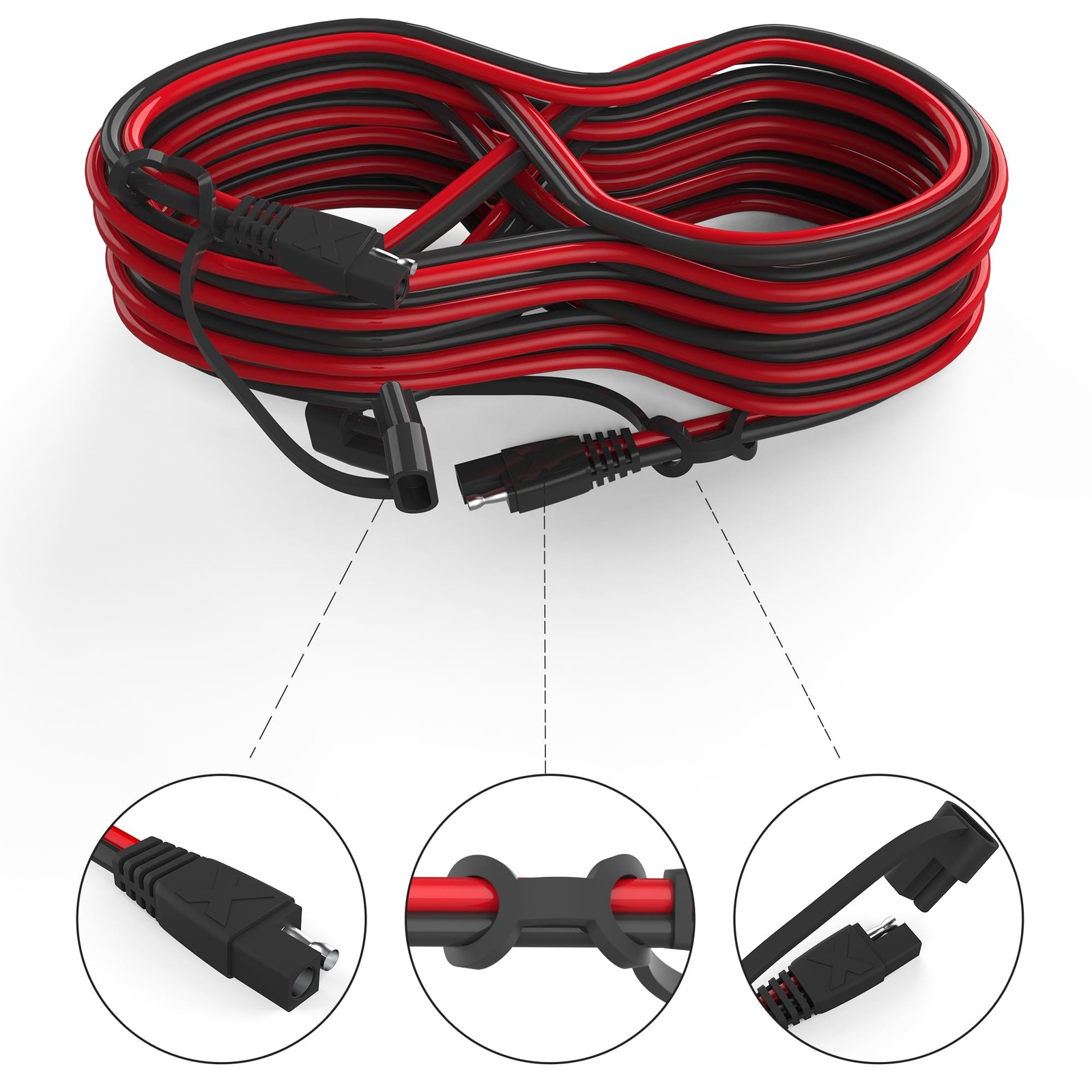 OYMSAE 25Feet SAE to Extension Cable Quick Disconnect 25FT(16AWG), 1 Pack
