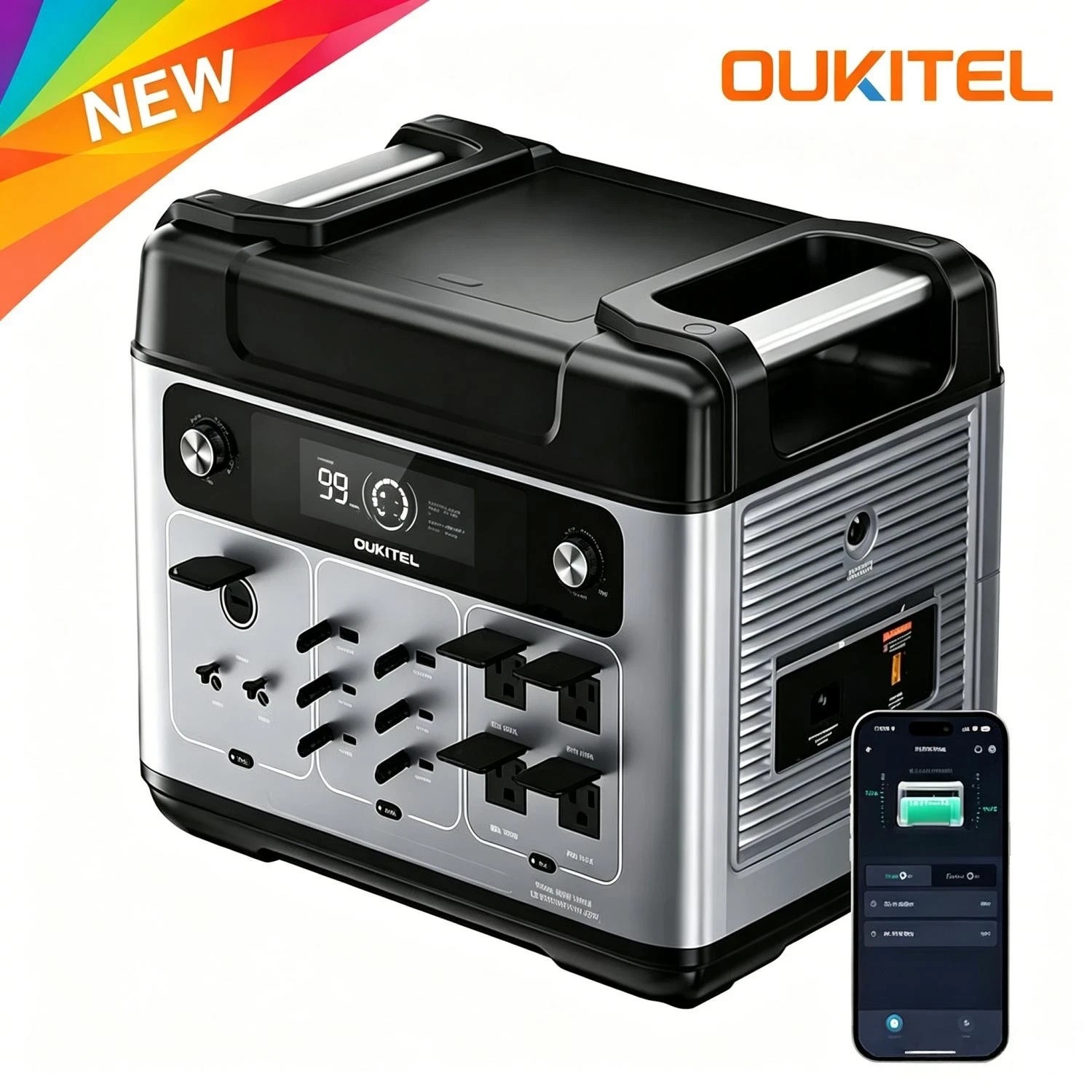 OUKITEL 2048Wh Solar Generator, 2400W Power Station with LiFePO4 Battery