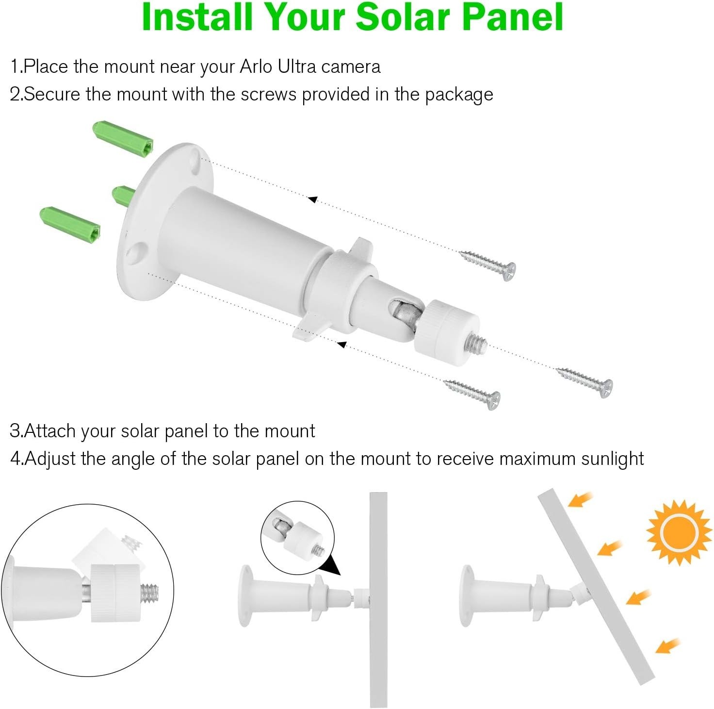 Solar Panel Charger 3 Pack for Arlo Pro Cameras