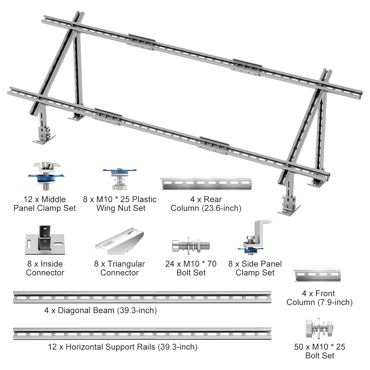 Adjustable Solar Panel Mounting Brackets for Off-Grid Use – 2 Set