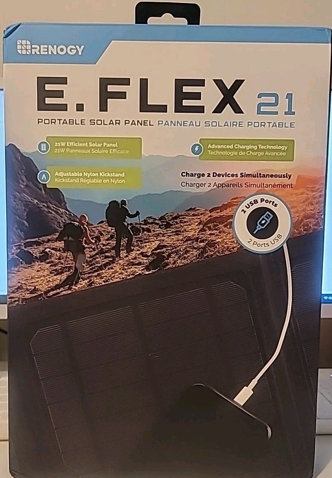 Renogy E.FLEX 21 Watt Foldable Waterproof Solar Panel w/ Kickstand, Black