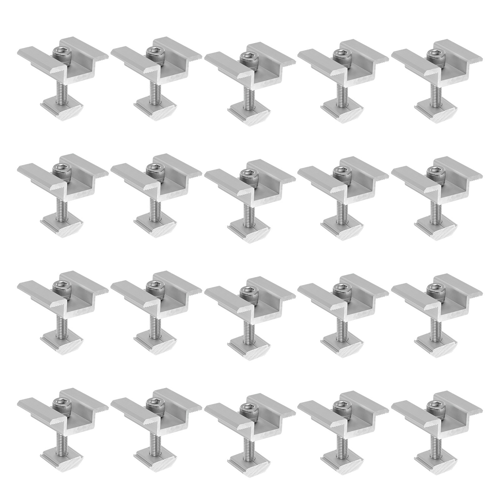 20pcs Solar Panel Mount Mid Clamps 30mm Aluminum for RVs White