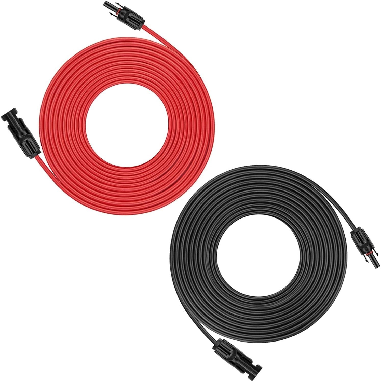Waterproof Solar Panel Cable 30ft Red Black