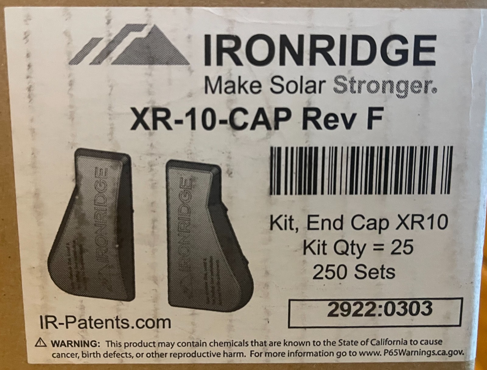 Ironridge Solar End Cap Kits / XR-10-Cap End Caps Rev F (20 End Caps – 10 Sets)