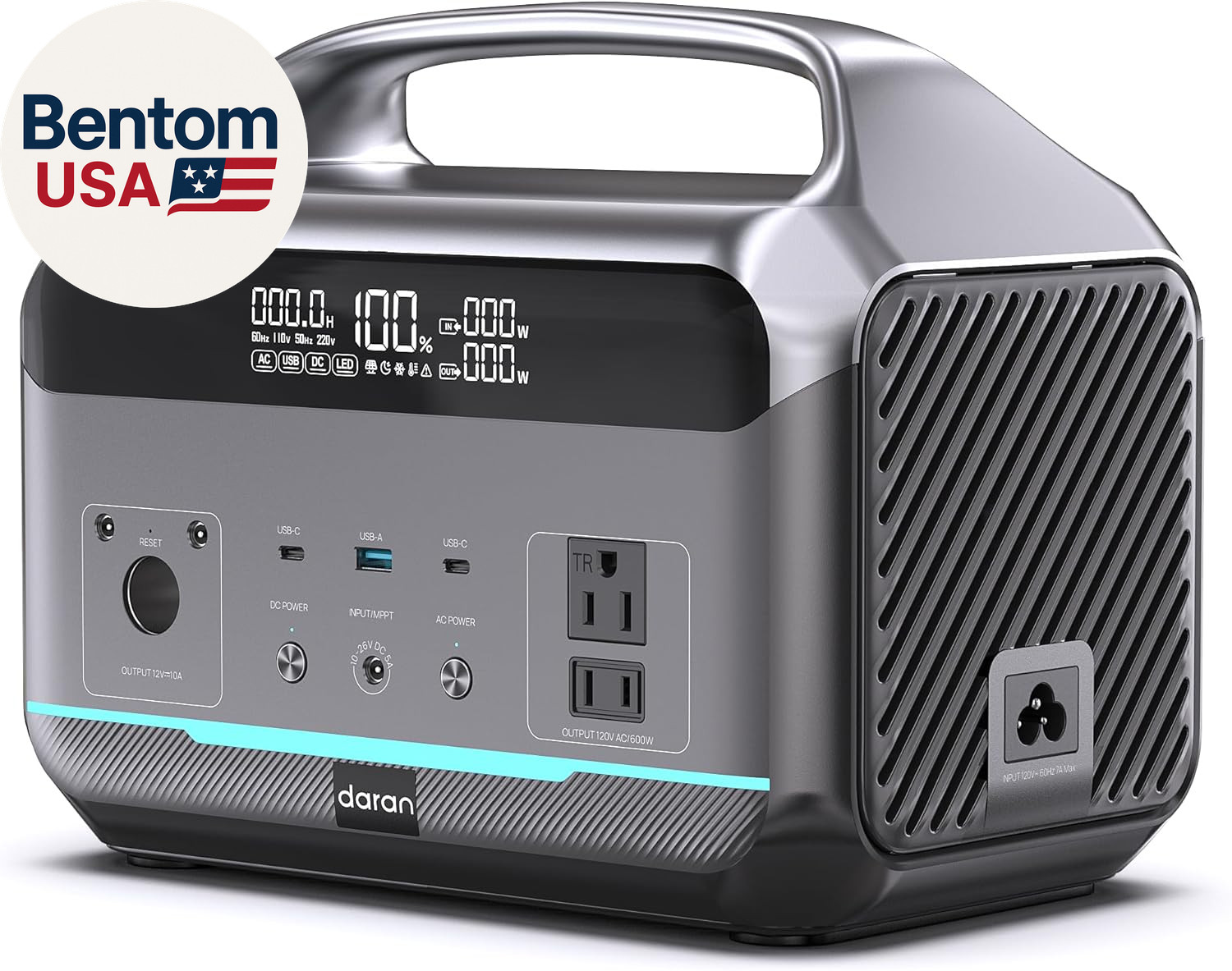 Portable Power Station 600W(1200W Surge), 288Wh(90,000Mah) Solar Generator Lifep