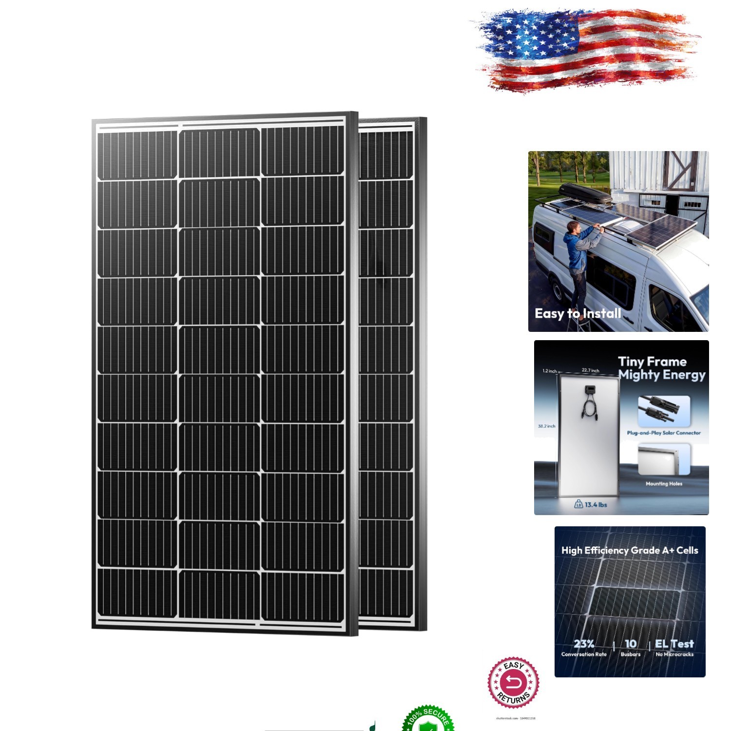 Lightweight 200 Watt Solar Panels | Easy-Clean, Durable, and Easy to Install