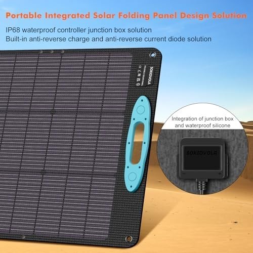 Panel Solar 100W Foldable Waterproof Camping RV SOKIOVOLA Portable Power Station
