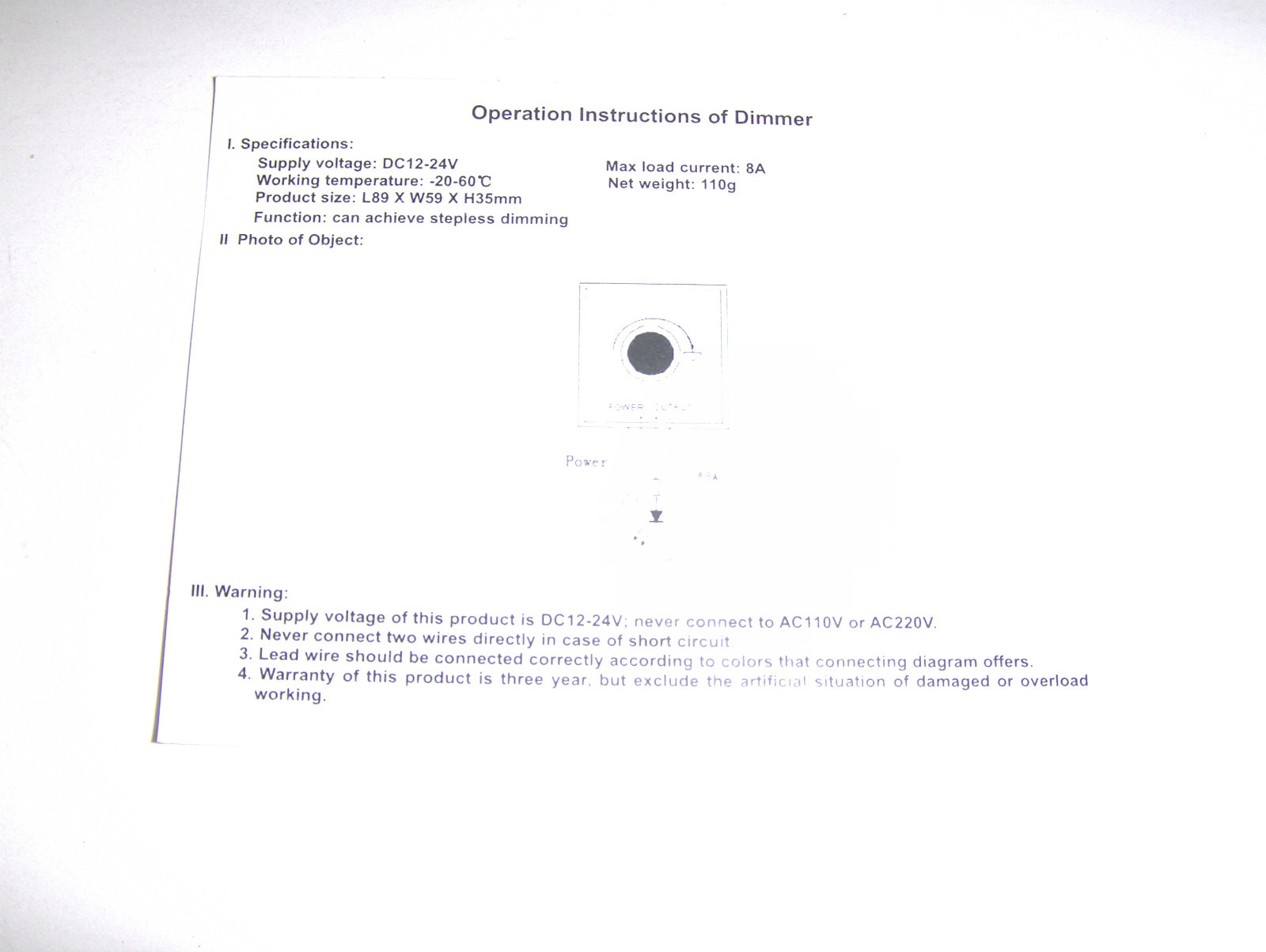 DC Dimmer switch for 12 v LED’s and more, adjust brightness on your LED lights