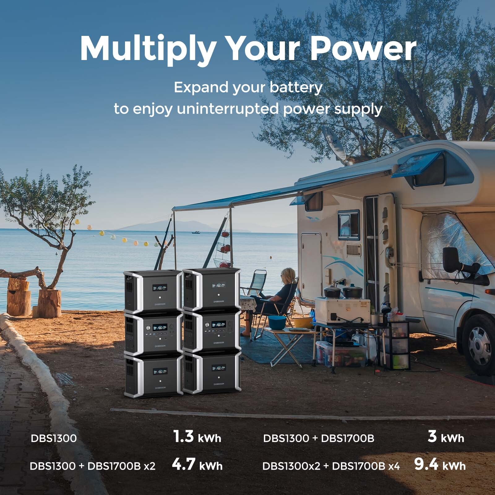 Dabbsson 3030Wh 1200W Power Station Generator w/ Backup Battery Home Rv Trip