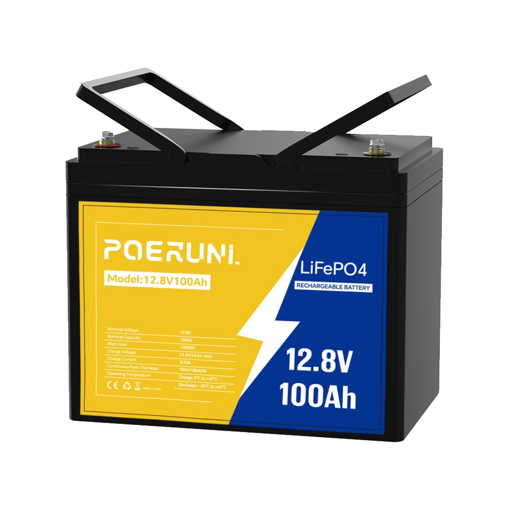 12V 100Ah LiFePO4 Lithium Battery Deep Cycle Built-in BMS for Solar RV Marine