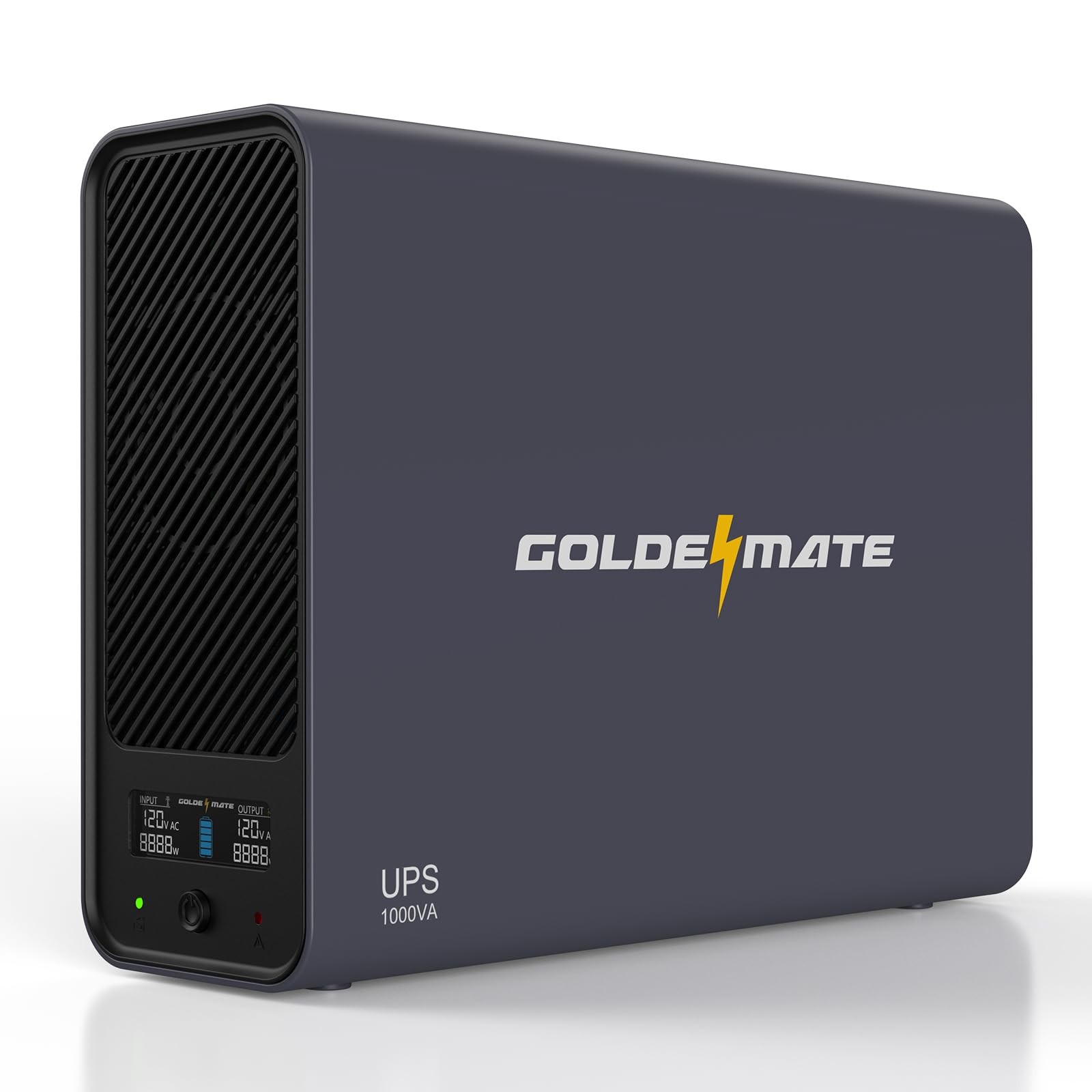 Goldenmate 1000VA 800W LiFePO4 UPS Battery Backup, LCD, High Efficiency