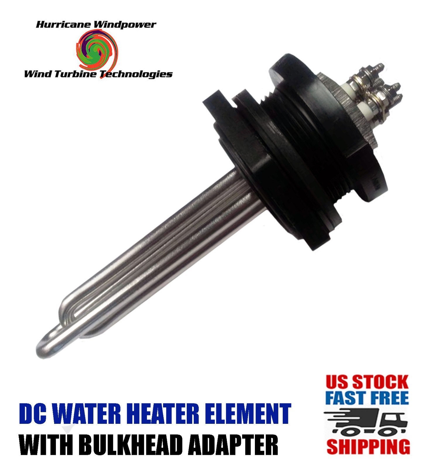 DC Water Heater Element 36 Volt 1200 Watt w/Bulkhead Adapter Solar Water Heating