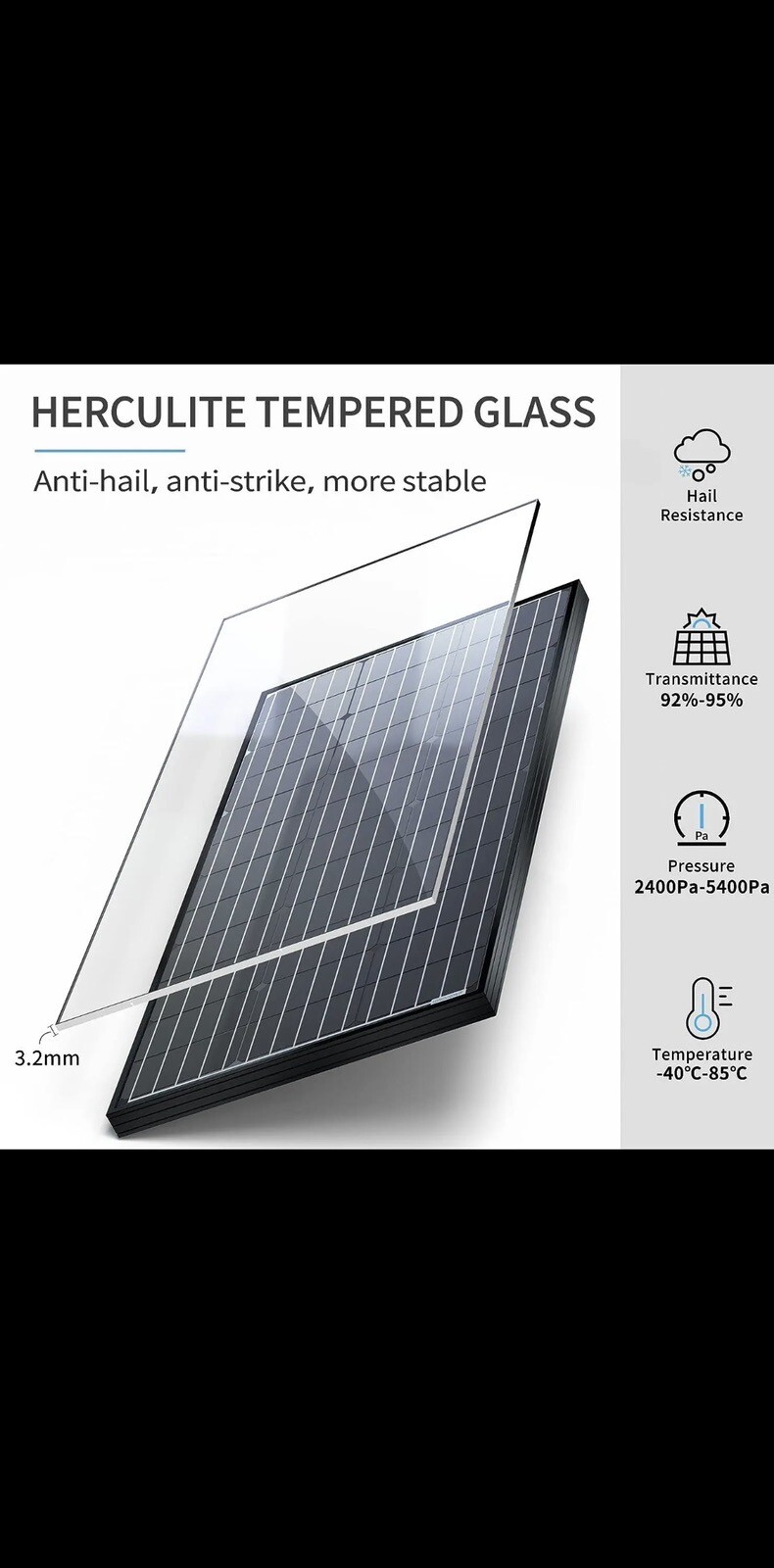 100w 12v Monocrystalline Solar Panel Module with Connector