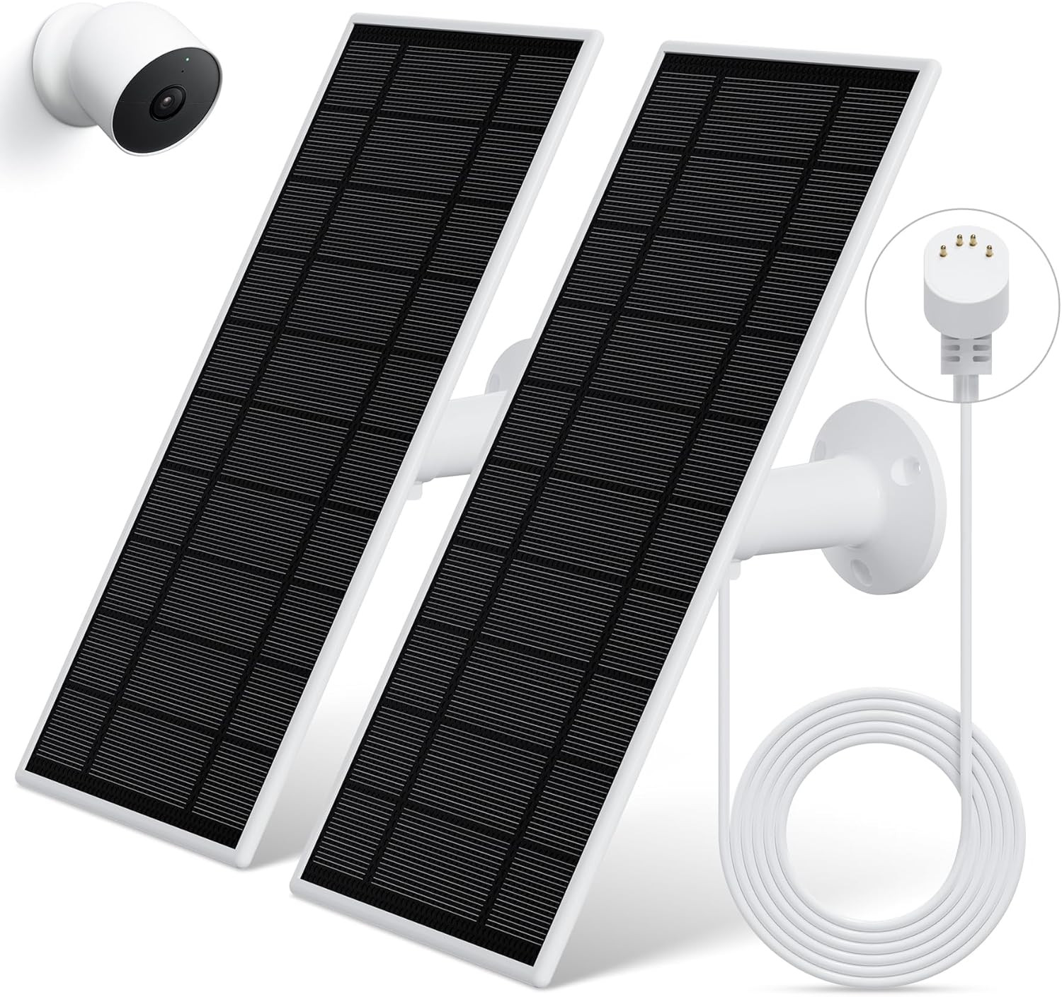 2 Pack Solar Panel Charger Compatible with Google Nest Cam Battery 13.1FT Cable