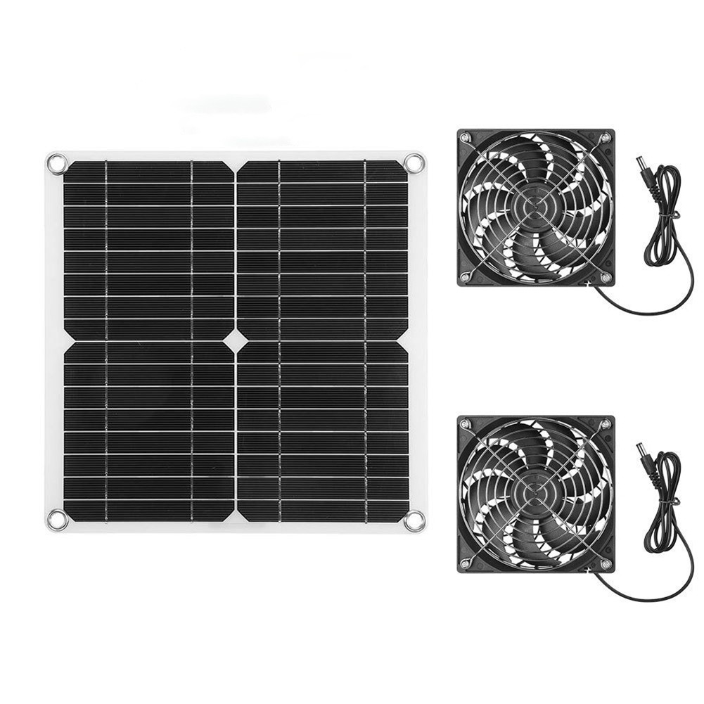 1X(Solar Panel Powered Fan Fit For Pet Poultry House Greenhouse RV Roof3778