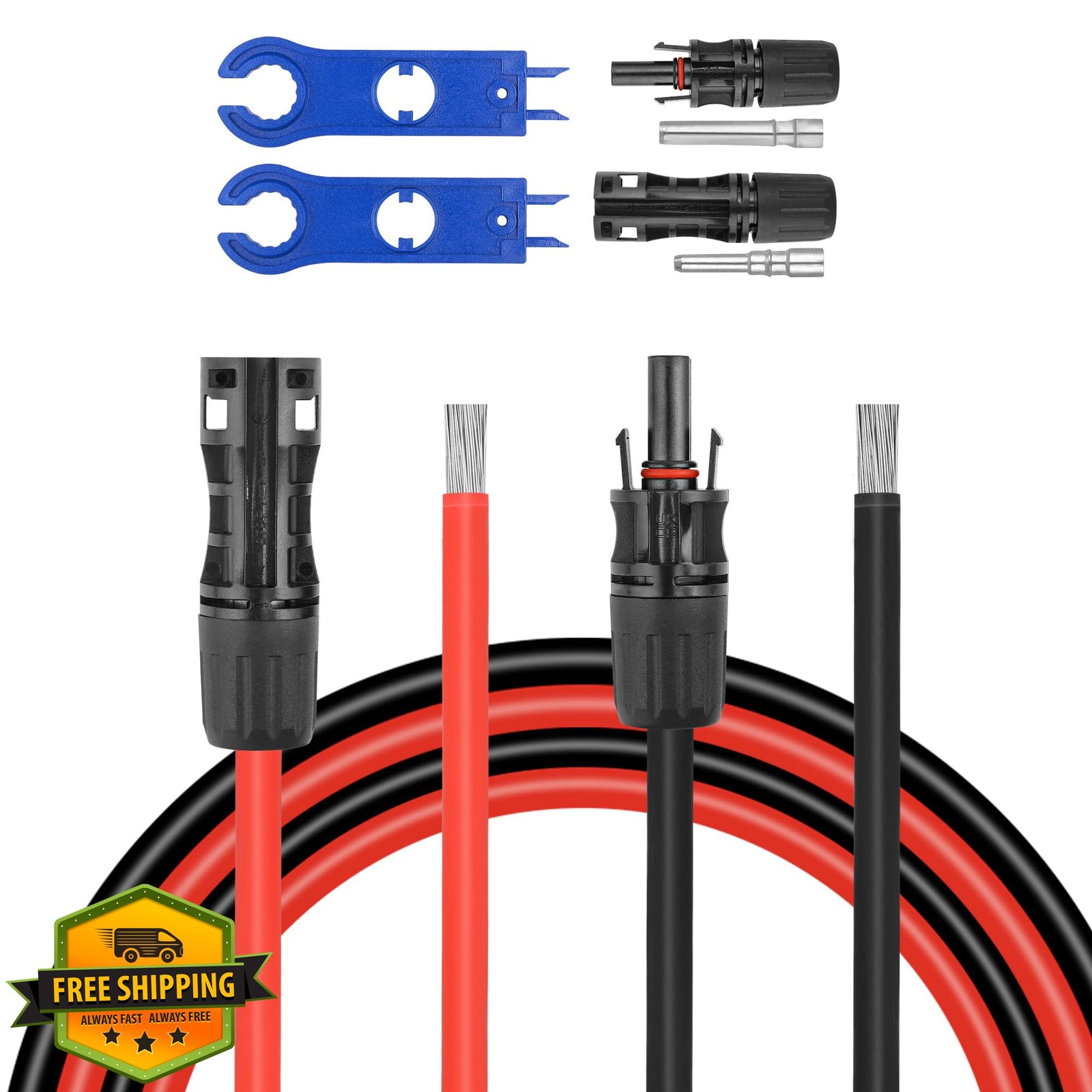 Kimbluth 30FT 8AWG Solar Extension Cable Red Black