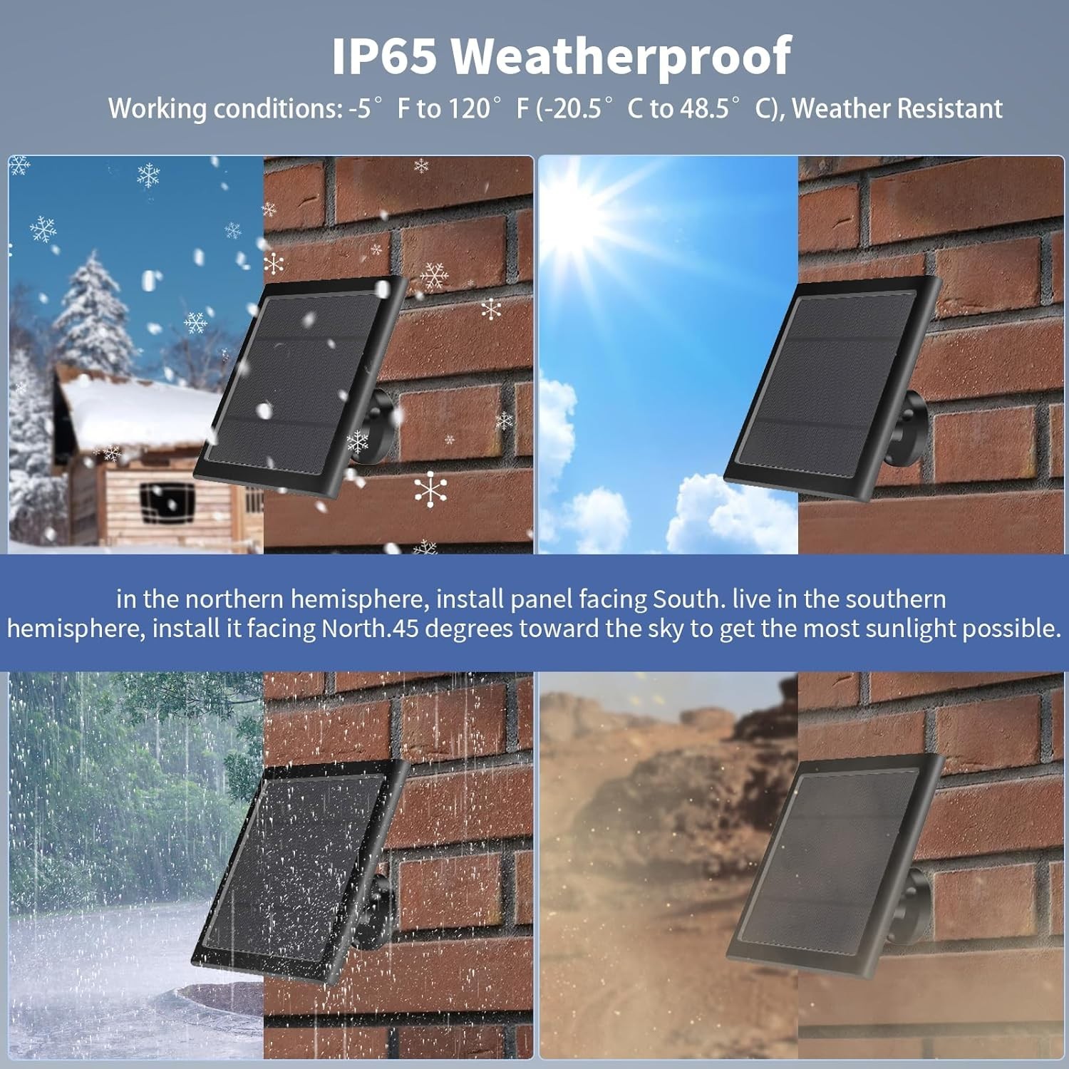 Solar Panel for Ring Camera(2nd Generation) Dustproof Waterproof 5W Solar Panel