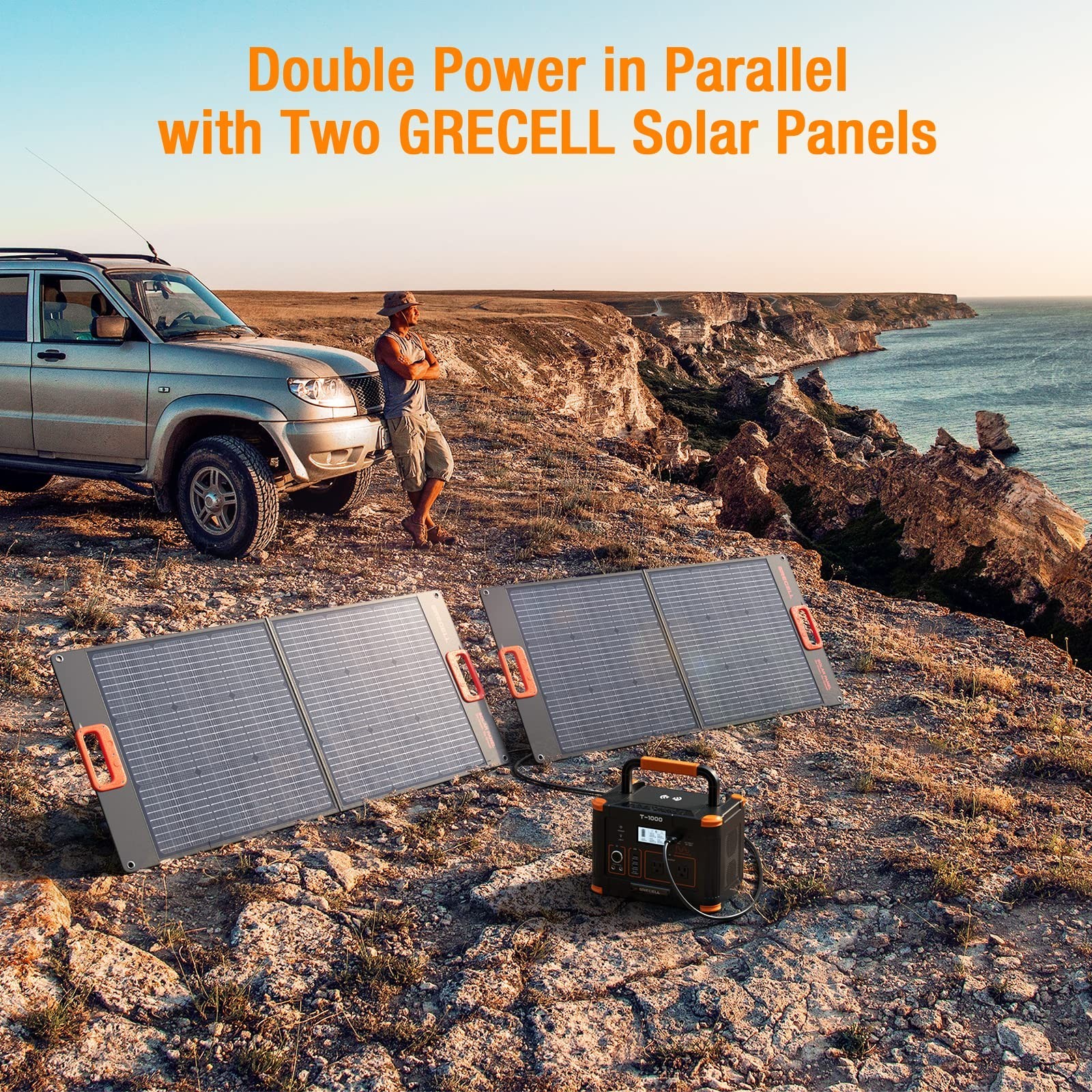 GRECELL 100W Portable Solar Panel for Power Station Generator, 20V Foldable