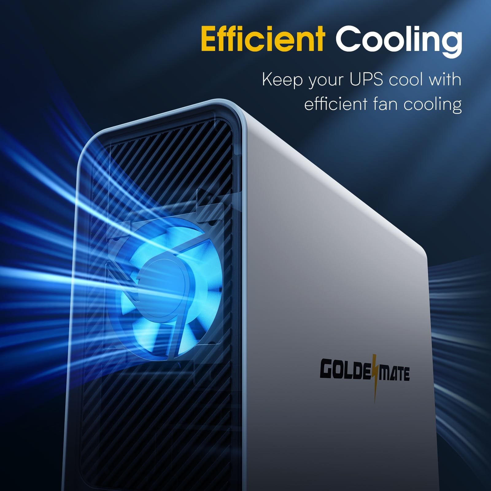 GOLDENMATE 1000VA LiFePO4 UPS 800W Battery Backup Pure Sine Wave White for PC