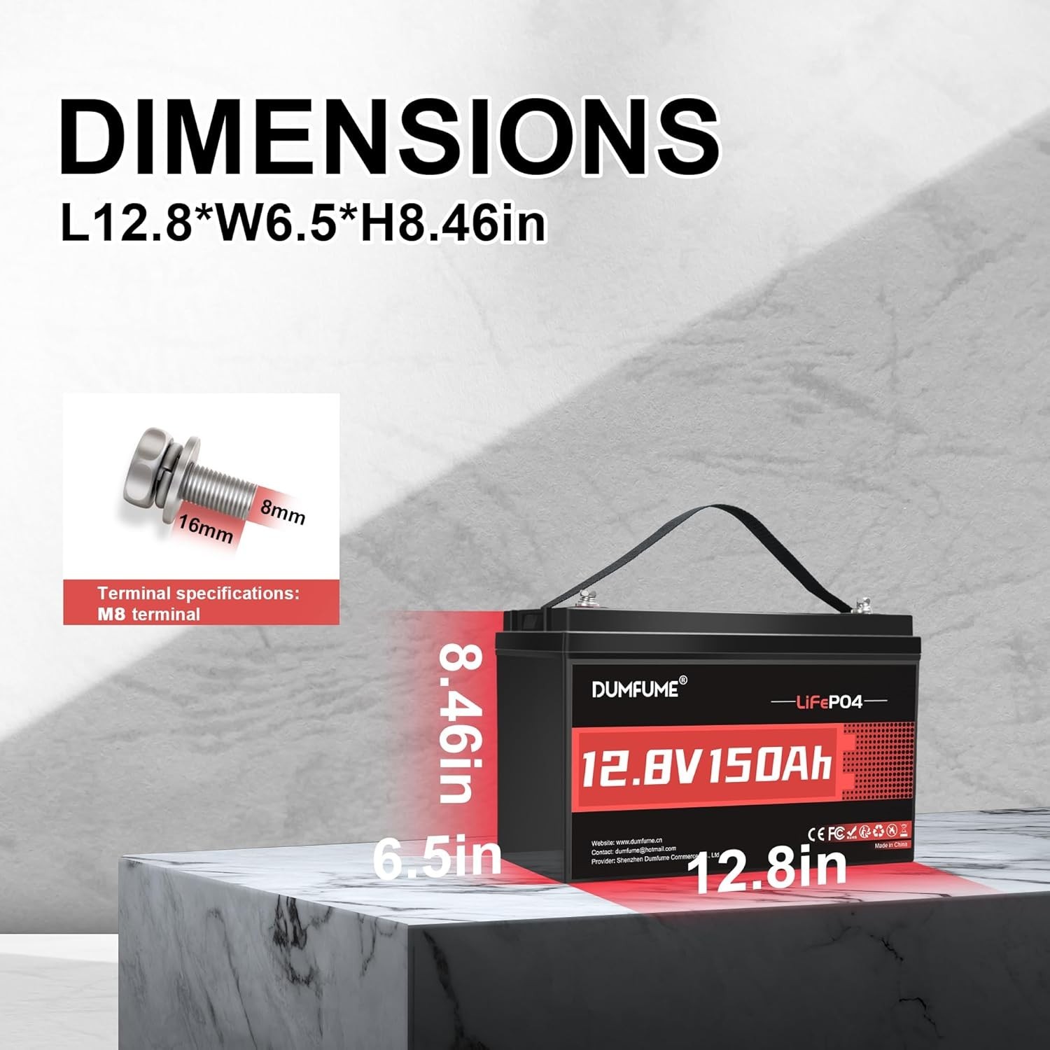 12V 150Ah LiFePO4 Lithium Battery 100A BMS, 1920Wh 8000+ Cycle for RVs Off-Grid
