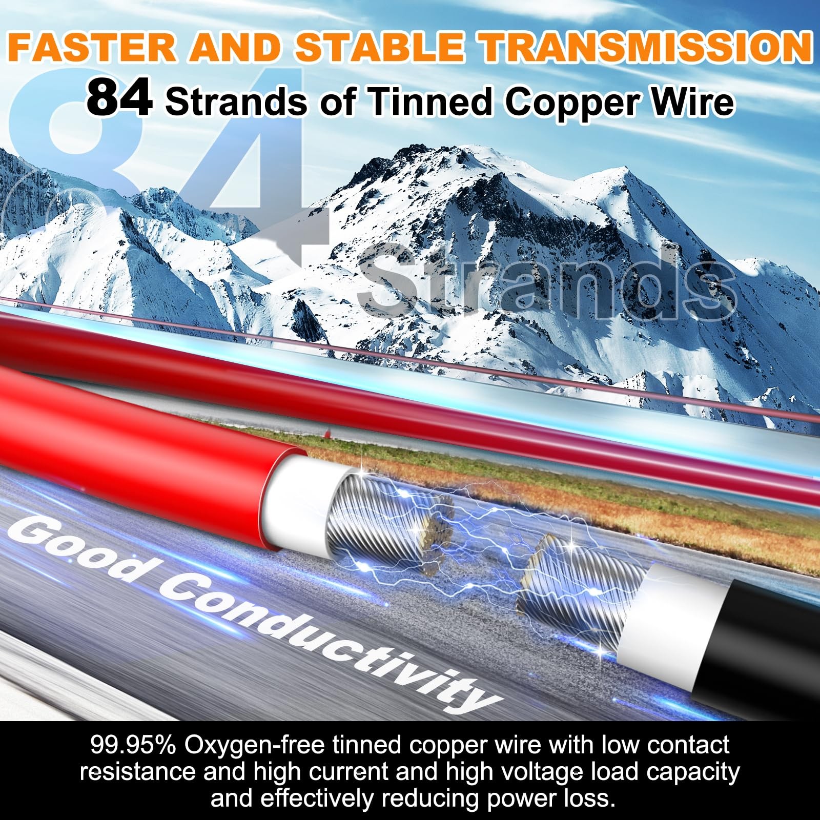 2×50 Feet Solar Panel Wire, 10AWG Solar Wire Tinned Copper 10 Gauge PV Cable,…