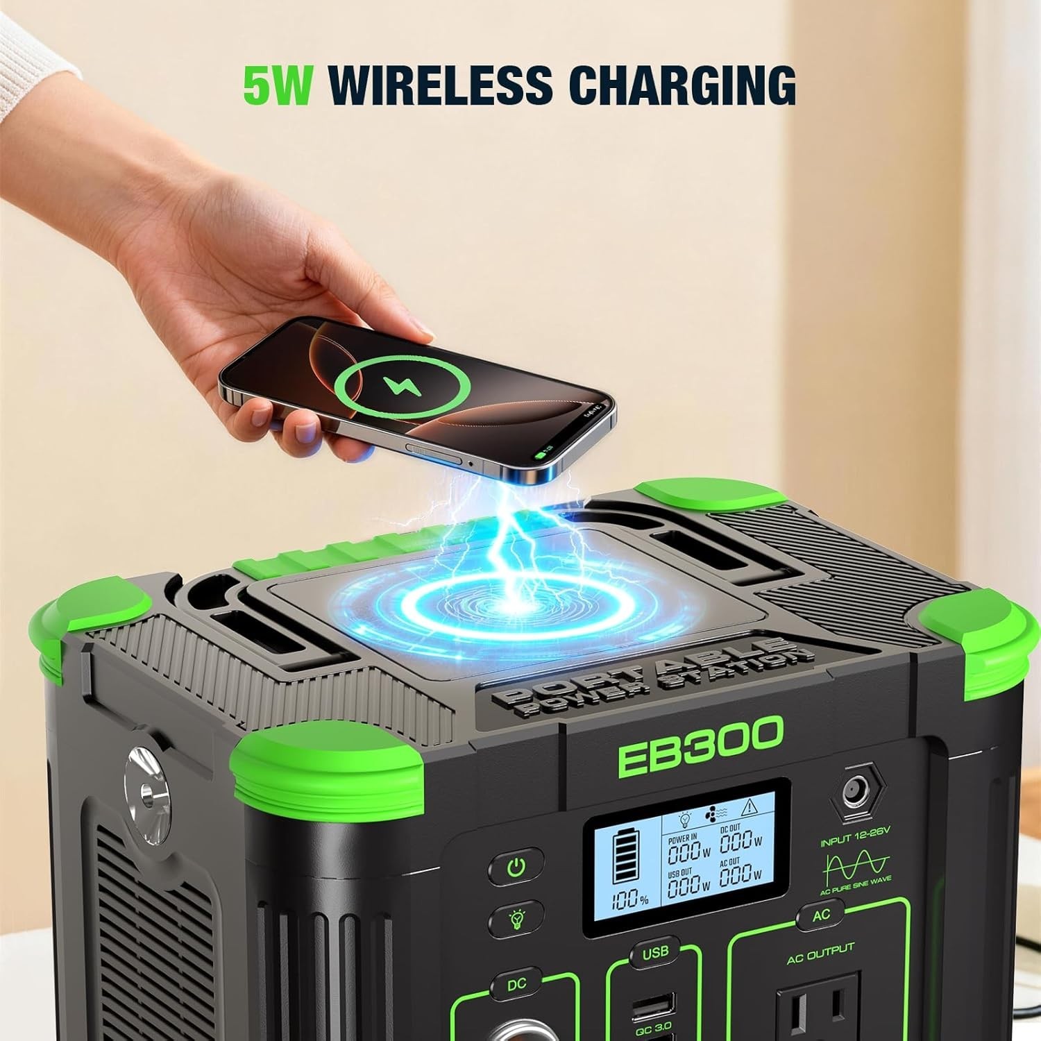 288Wh Lithium Battery Power Station with 600W Peak – Fast Charging & Solar Ready