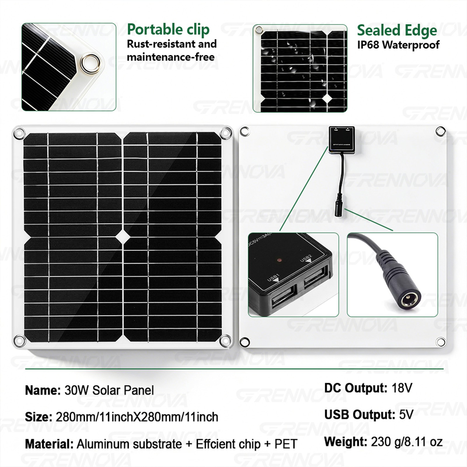 Grennova 1400W True Watt Solar Kit 60A MPPT 12/24V Inverter Outdoor Emergency