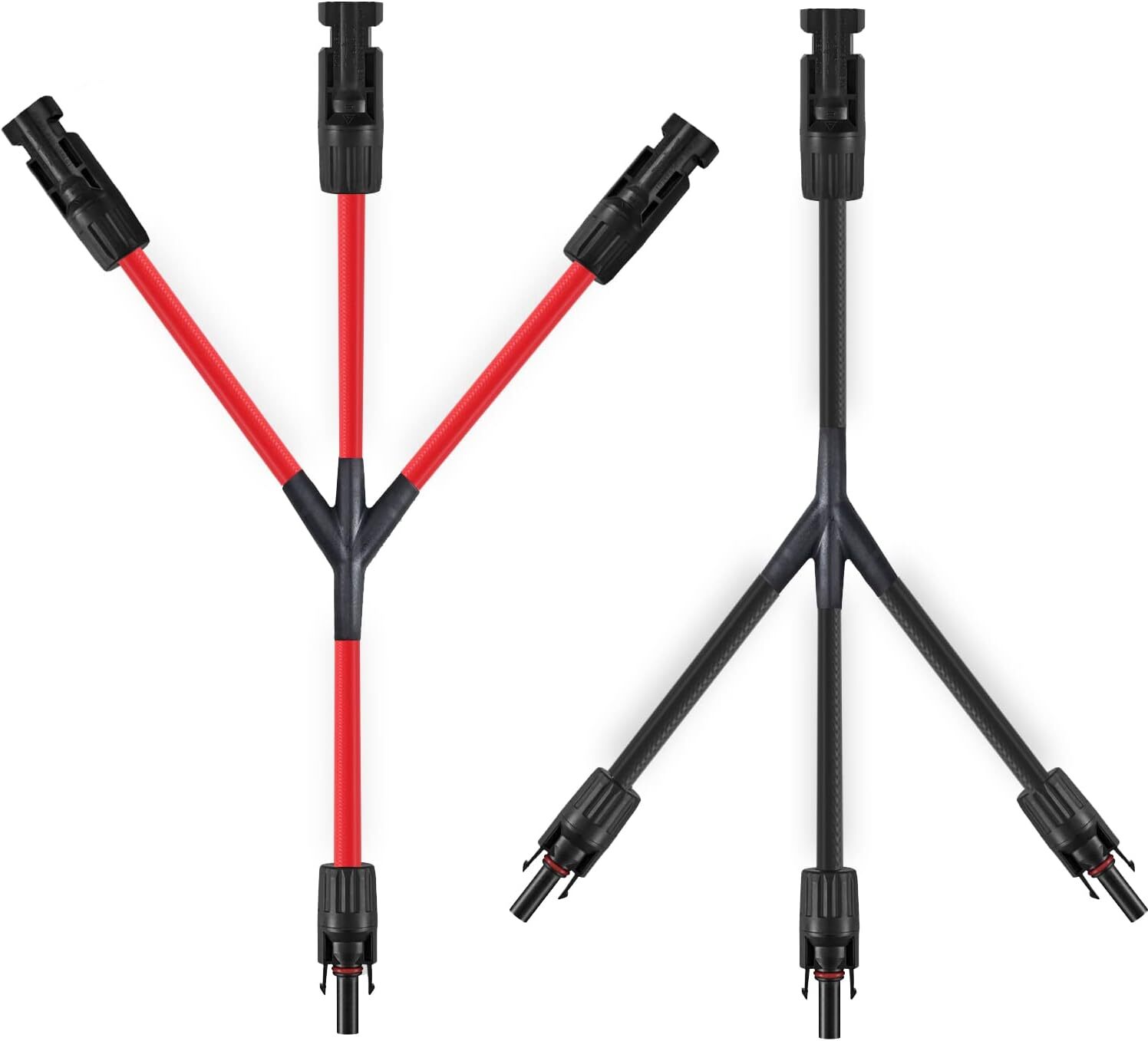 3 to 1 Solar Connectors Y Branch Parallel 1 Pair M/FFF and F/MMM, Red-Black