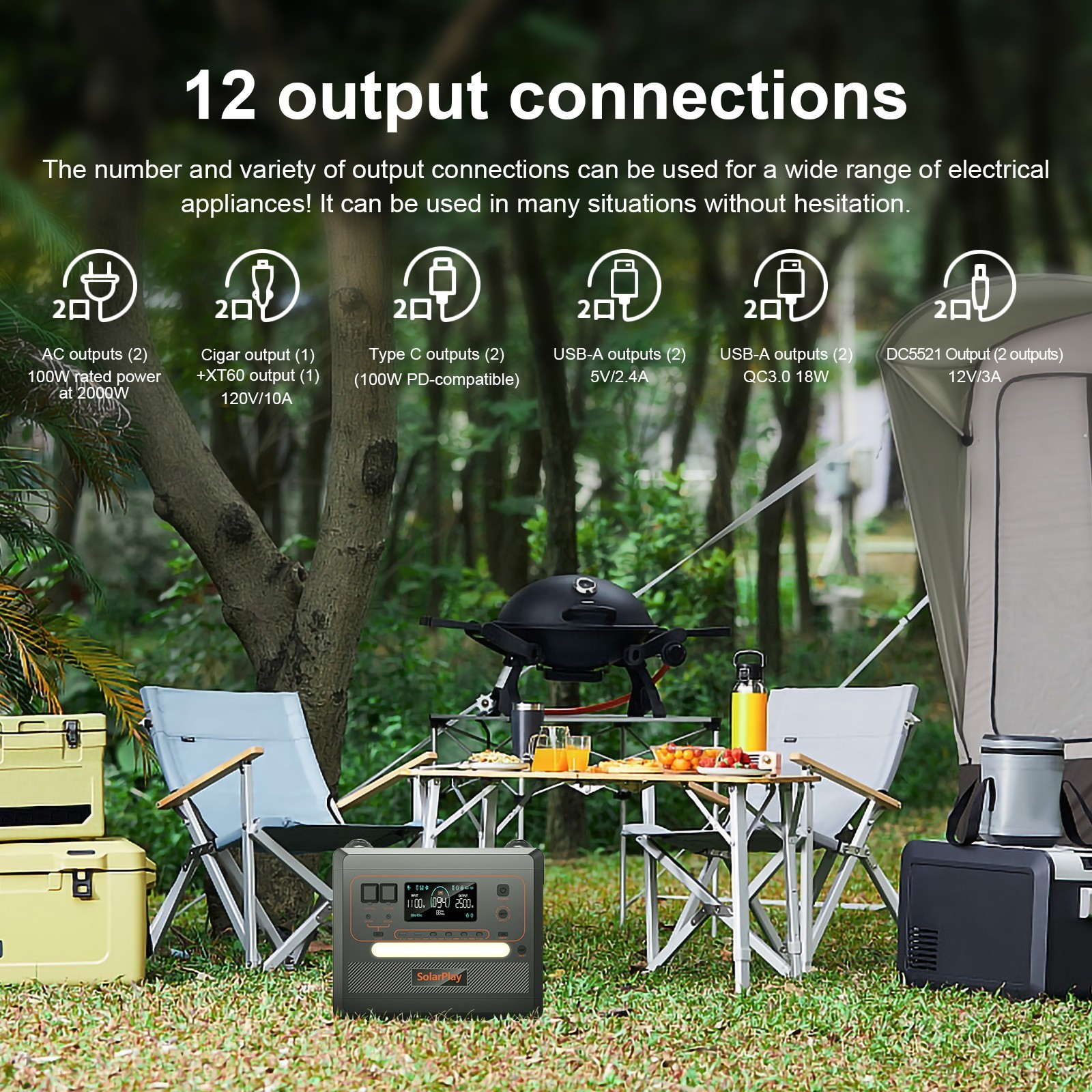 Q2024M 2500W (Peack 4800W) Portable Power Station 2304Wh LiFePO4 Solar Generator