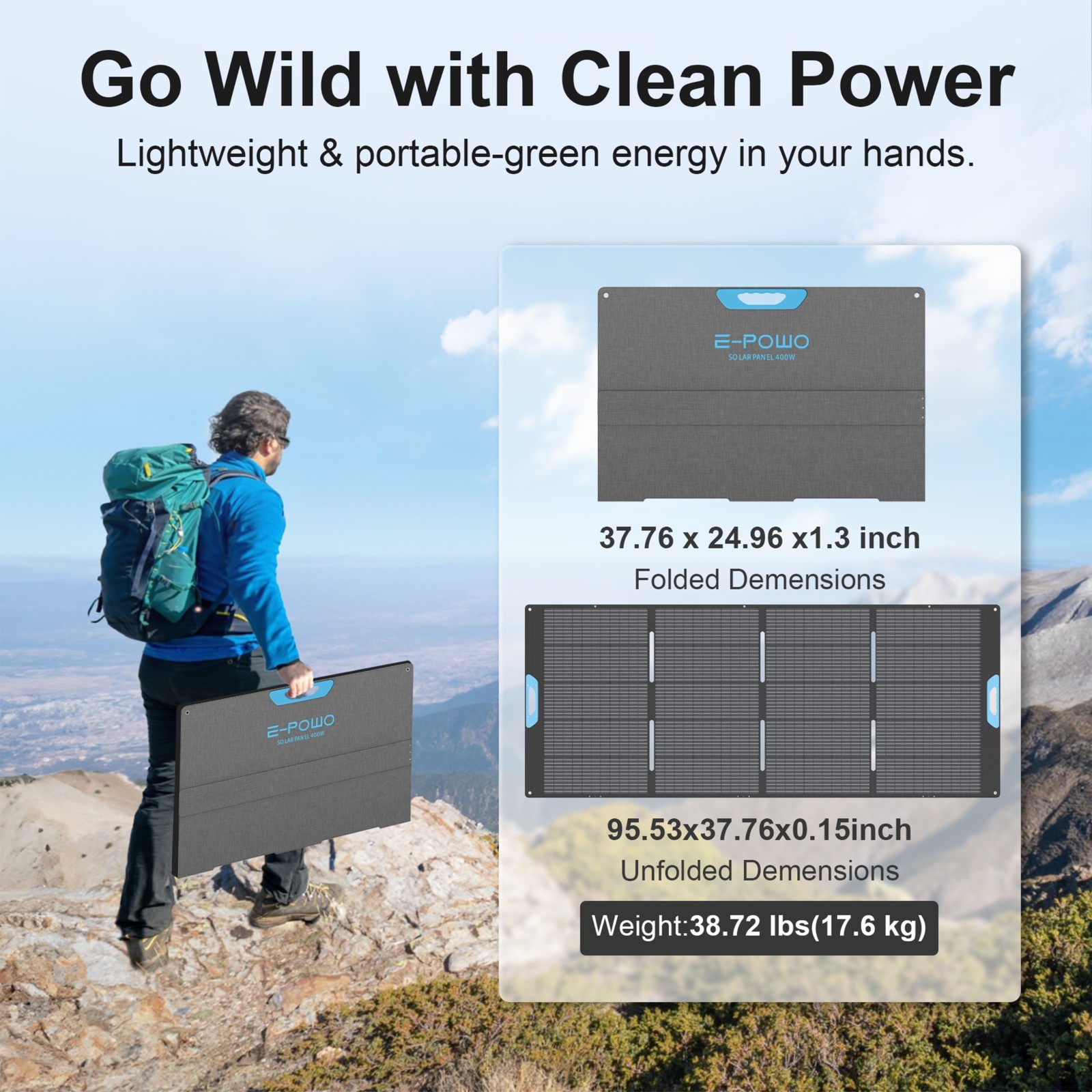 400 W Solar Panel for BLUETTI Elite 200 2000Wh Portable Power Stations RV Backup