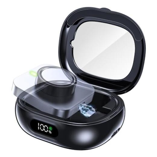 Portable Charging Case Compatible with Oura Ring Gen 4 & Gen 3, 2000mAh Black