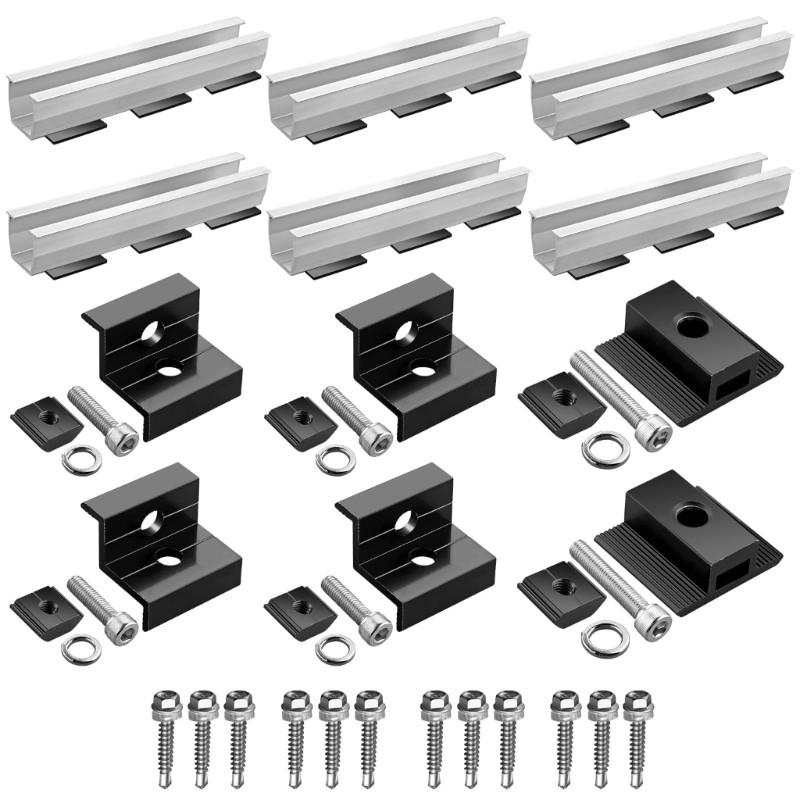 Aluminum Solars Panel Brackets Set of 6 for Multipurpose Roof Installations