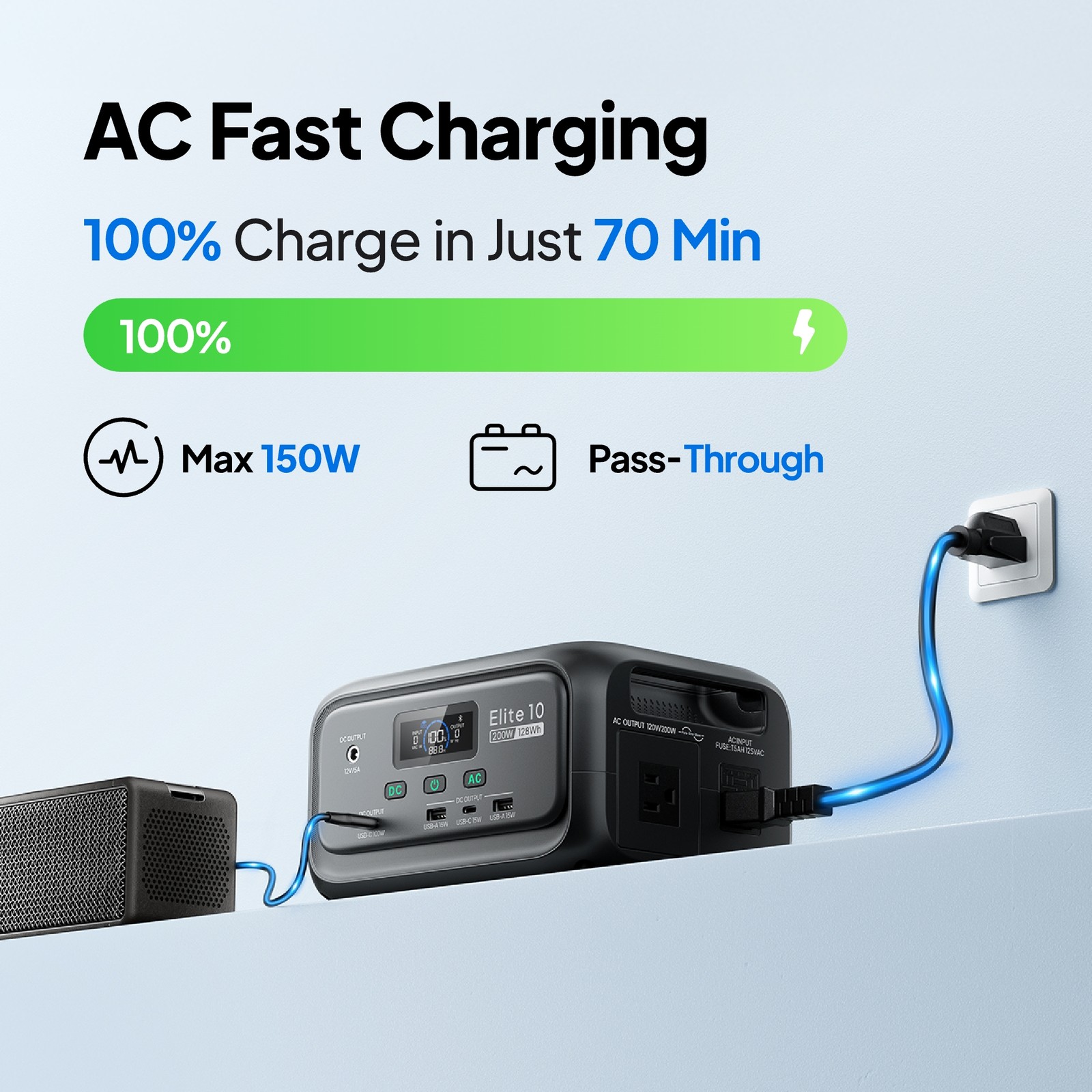 BLUETTI Elite 10 200W 128Wh Portable Mini Power Station LiFePO₄ for Camping