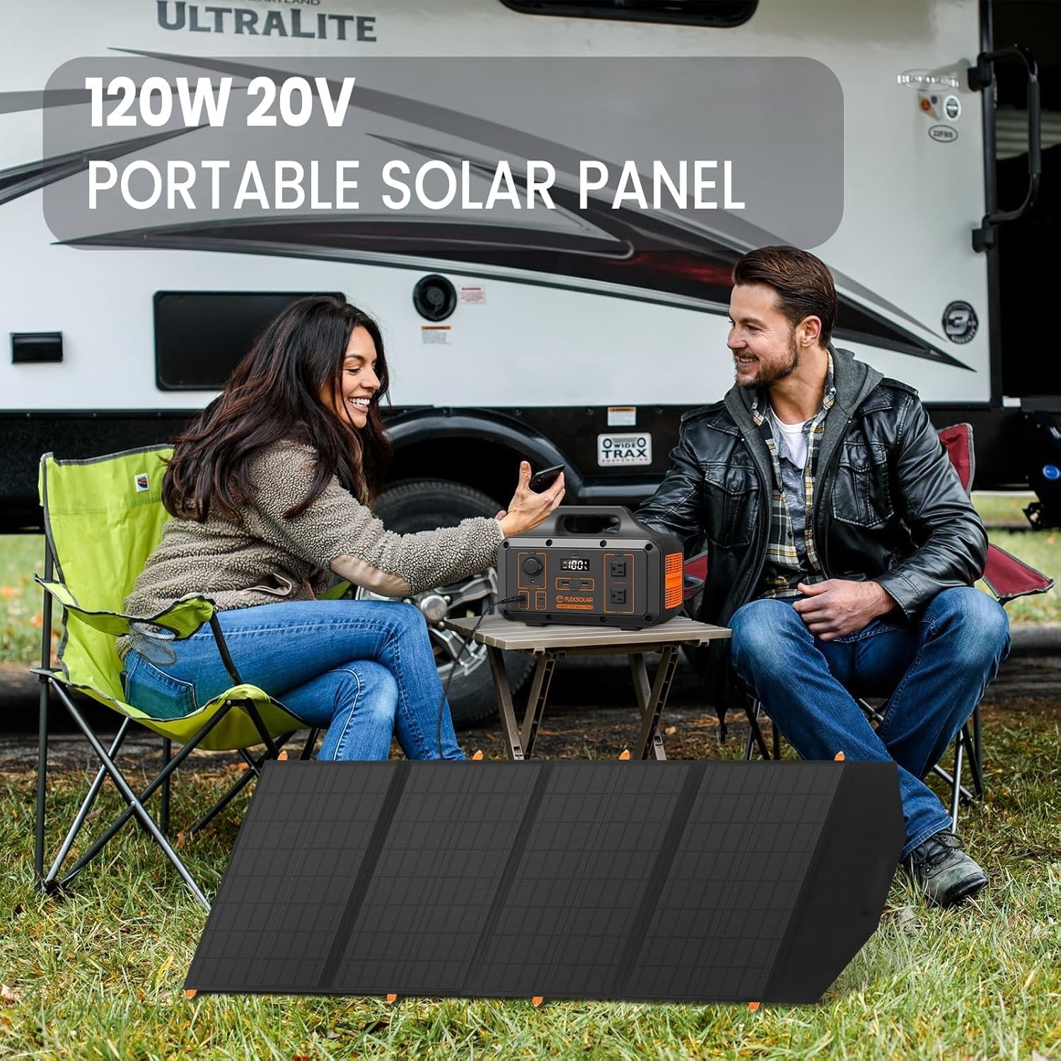 120W Portable Solar Panel Waterproof Folding USB C DC Output