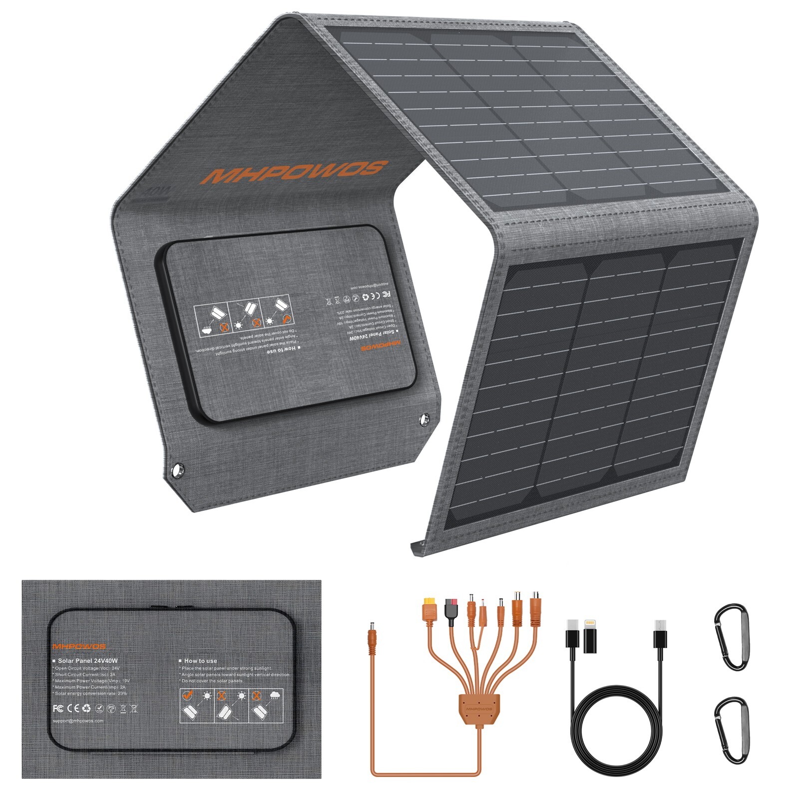40W Foldable Solar Panel USB XT60 for ANKER SOLIX C300 Portable Power Station