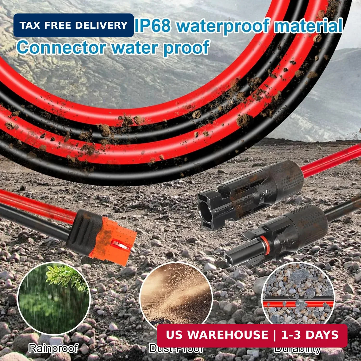 10AWG 15FT Solar to XT60i Extension Cable 3 6 10 35 50 75 100FT Heavy Duty Adapt