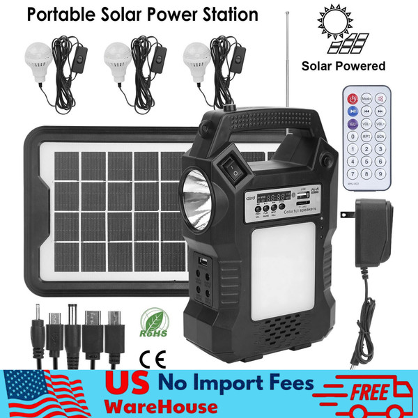 Solar Generator Portable Power Station 8000mAh with Solar Panel & LED Lights