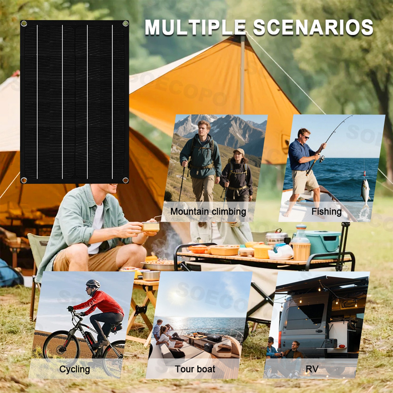 1800W RV Solar Panel Kit – 3 x 600W Flexible Panels + 100A Controller + Y-Cable