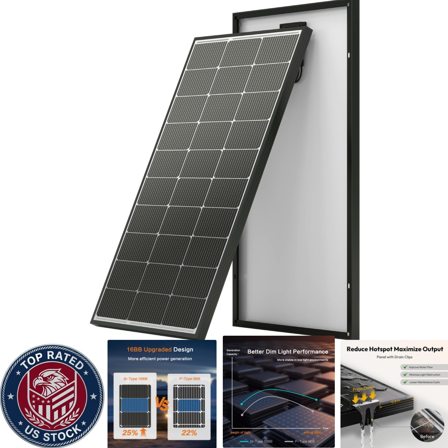 Versatile 100W Solar Panel with Advanced N-Type Technology for Maximum Power