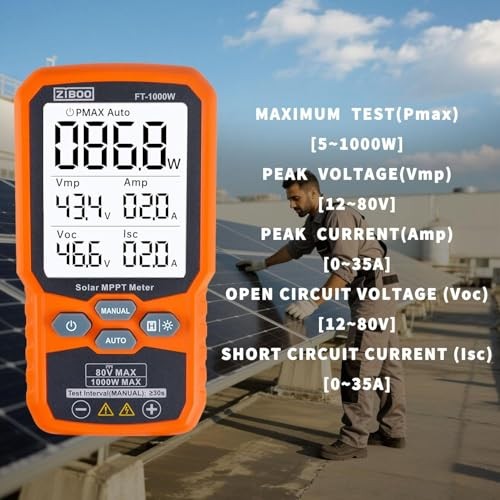 Solar Panel Tester MPPT Meter – 1000W Max Power, 80V/35A PV Module FT-1000W