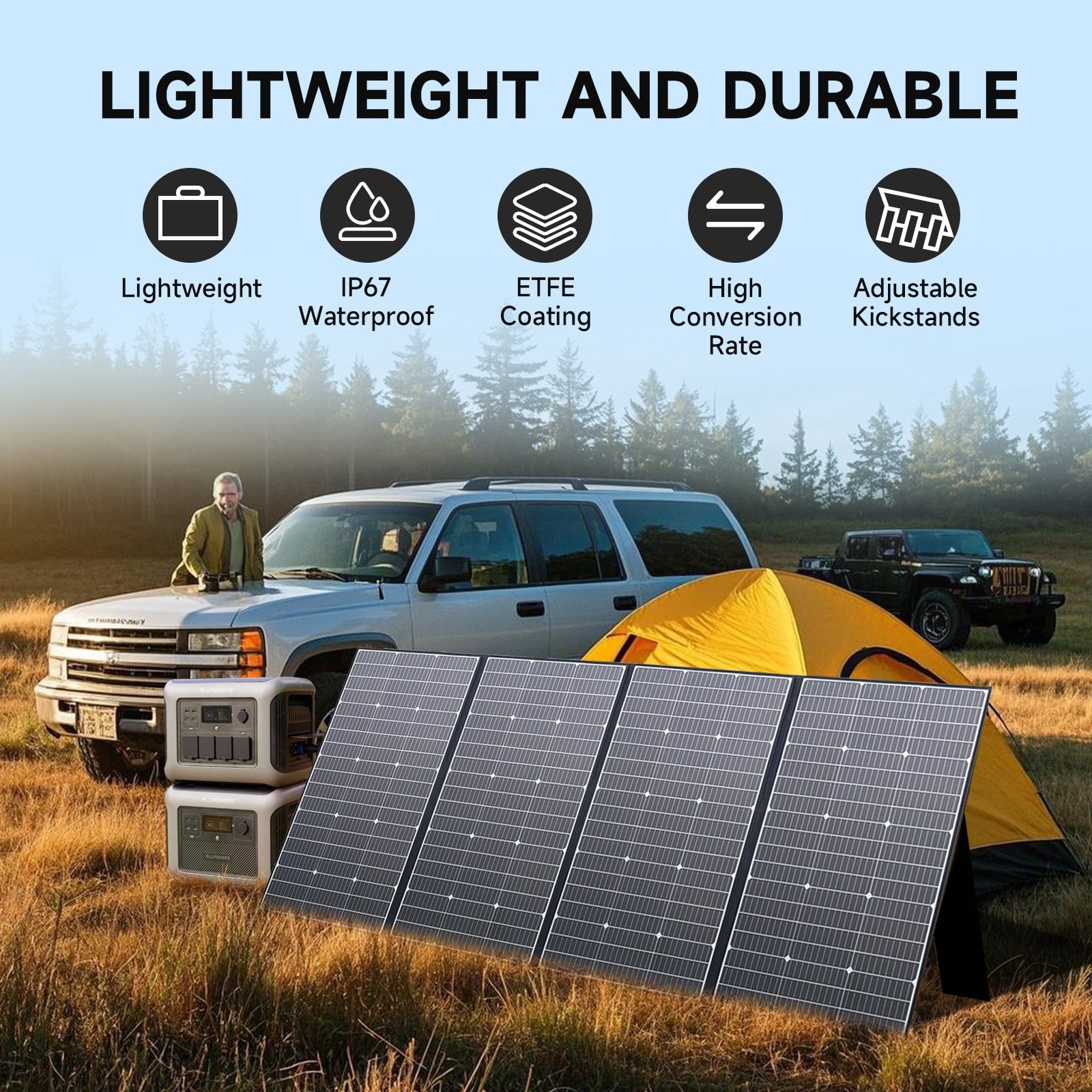 ALLPOWERS 400W Portable Solar Panel Waterproof IP67 Foldable Solar Panel Kit