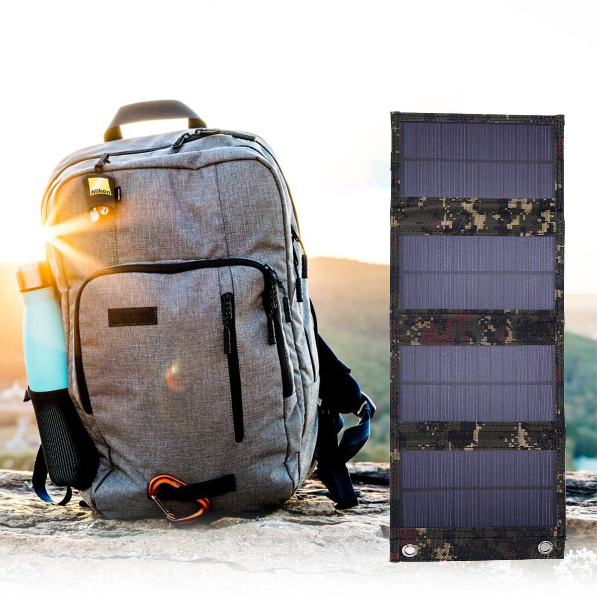 80W Portable USB Solar Panel Folding Power Bank Outdoor Camping Hiking Charger