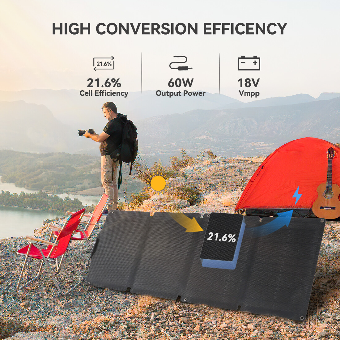 Flashfish E200 Portable Power Station Li-ion 200W 151Wh With Solar Panel 60W 18V