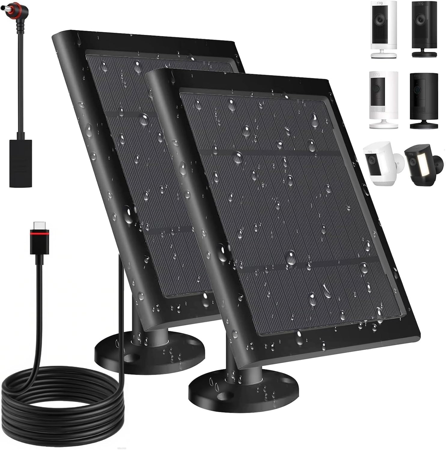 Solar Panel for Ring Camera(2nd Generation) Dustproof Waterproof 5W Solar Panel