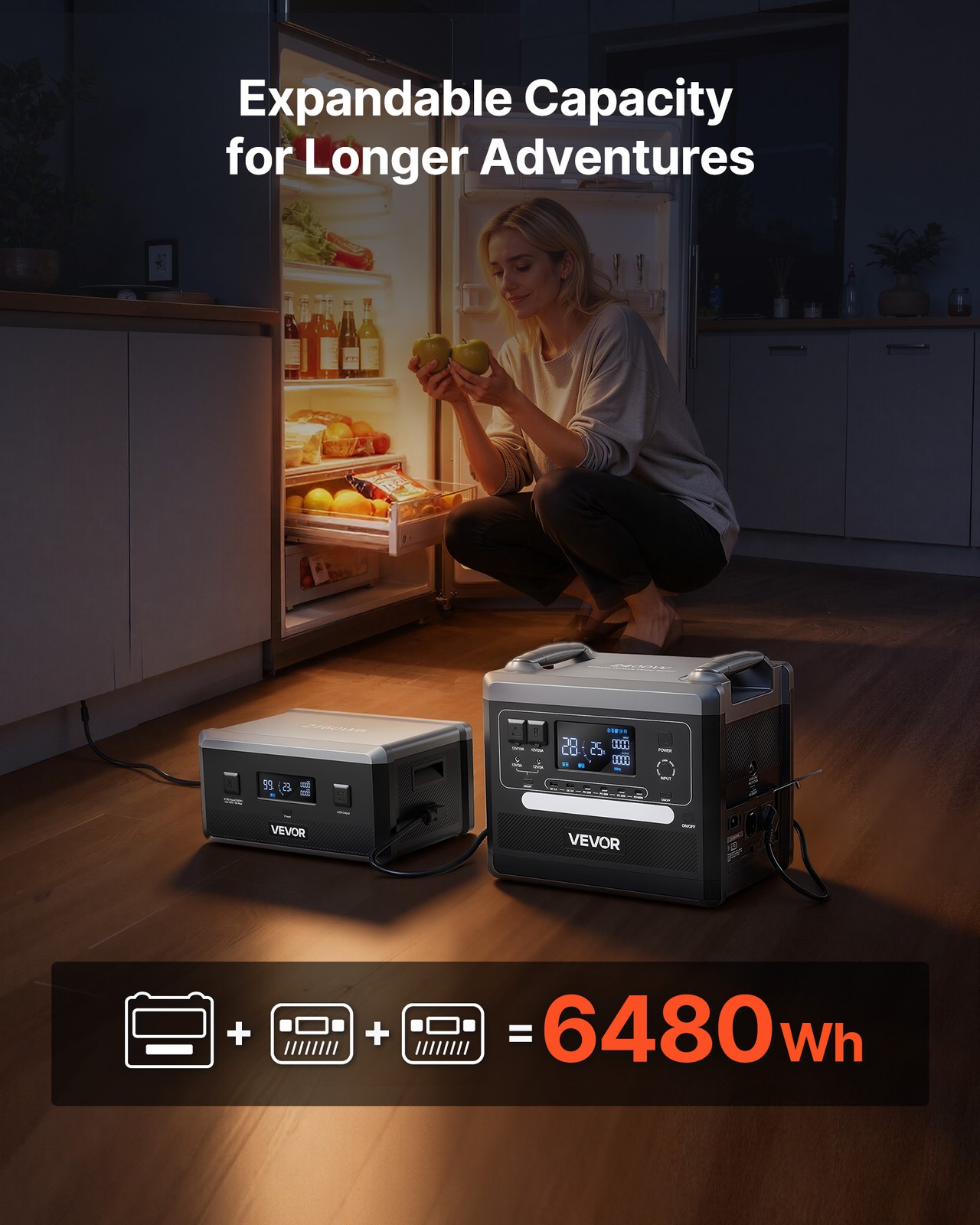 VEVOR Portable Power Station Solar Generator 2400W 2160Wh with 10 Output Ports