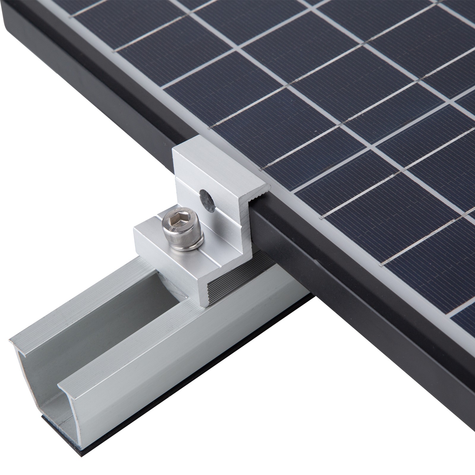 Solar Panel Mounting Fixing Kit Rail Brackets End/Mid Clamp Universal 30/35mm